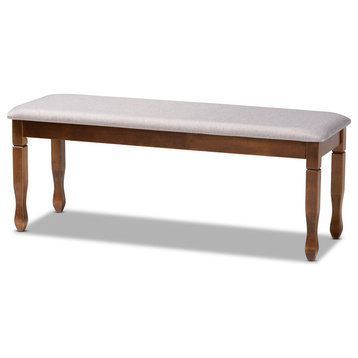 Corey Modern Gray Fabric Upholstered Walnut Brown Finished Wood Dining Bench