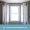 Kenney® Bryce 3/4" Decorative Bay Window Curtain Rod, Brushed Nickel