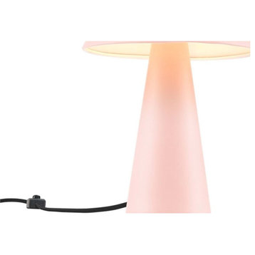 Modway Jovial Metal Mushroom Table Lamp with Swivel Shade in Pink