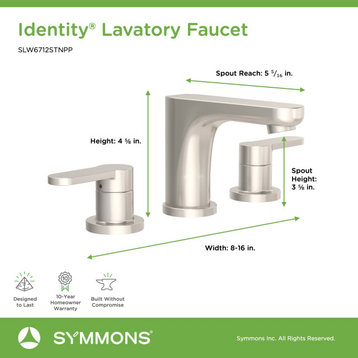 Identity Widespread Two-Handle Bathroom Faucet with Push Pop Drain (1.0 GPM), Satin Nickel