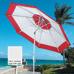 White-Aluminum-Market-Umbrella-Sunbrella-Bronze-Frame - Patio Furniture And Outdoor Furniture