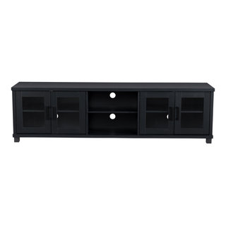 CorLiving Fremont TV Bench with Glass Cabinets for TVs up to 95