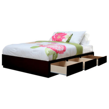 Queen Captains Bed with 6 Drawers, Espresso