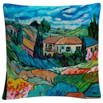 Valley House' Tuscan Bold Abstract By Masters Fine Art Decorative Throw Pillow