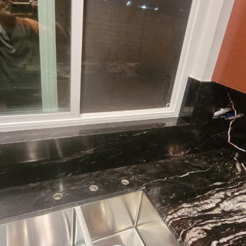Kitchen Countertops and Backsplash in Titanium and Quartzite, Camarillo, CA