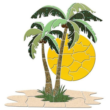Palm Tree 2 Ceramic Swimming Pool Mosaic 36"x34"