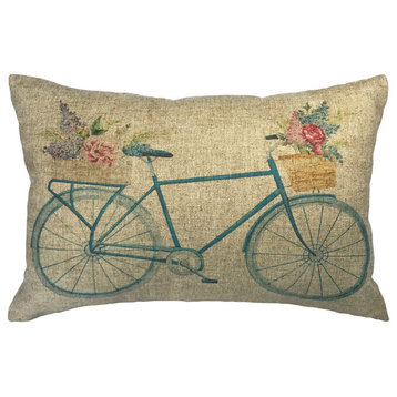 Watercolor Bike Linen Pillow