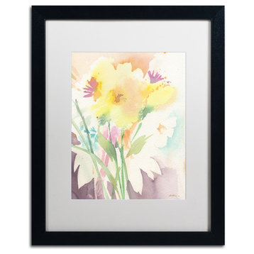 Sheila Golden 'Yellow Flower Blossoming' Art, Black Frame, 16"x20", White Matte
