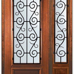 Prehung Sidelite Door 80 Wood Mahogany St. Charles 3/4 Lite - Front Doors
