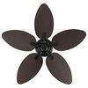 Raffles 52" App/Remote 6-Speed Palm Blade Ceiling Fan, Dark Brown Wood