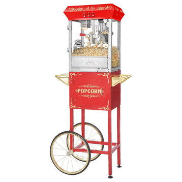 Popcorn Machine With Cart Carnival 8oz Popper With Stainless-Steel Kettle