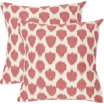 Rose Polka Dots Pillows, Set of 2, 18" Square