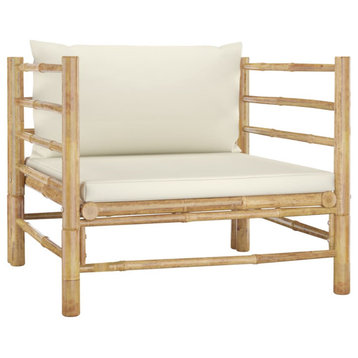 Vidaxl Garden Sofa With Cream White Cushions Bamboo