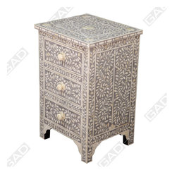 BONE INLAY 3 DRAWER BED SIDE CABINET - Furniture