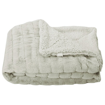 Super Mink Faux Fur Throw Blanket, Oatmeal, 60"x80"