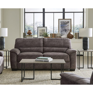 Upholstered Sofa with Pillow Arms, Charcoal Gray