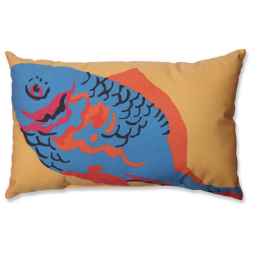 Blue Fish Rectangular Throw Pillow