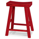 China Furniture and Arts - Elmwood Zen Stool, Red - The classic Zen stool has long been appreciated for its simplicity and sturdiness. Now it is made in bold color that strongly states the contemporary decorating style. Hand-carved from solid elm and constructed with joinery technique for long lasting steadiness. Hand-painted distressed red finish. Fully assembled. Overall dimensions measure 20"x15"x25.5".