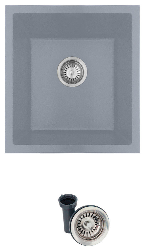STYLISH 16"Dual Mount Single Bowl Gray Granite Kitchen Sink