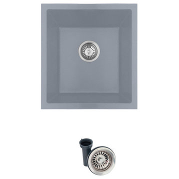 STYLISH 16"Dual Mount Single Bowl Gray Composite Granite Kitchen Sink