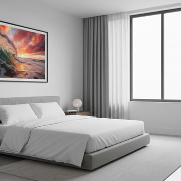 Crimson Coastline Modern Style Wall Art