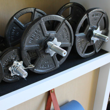 Integrated Gym Storage with Custom Equipment Shelving