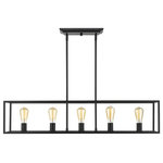 Golden Lighting - Golden Lighting 2072-LP BLK Wesson - 5 Light Linear Pendant - Wesson is a clean contemporary collection with a smooth black finish. The industrial look is enhanced by the exposed medium-based bulbs inside the square tubing of the open, geometric cages. Complete the modern, rustic look by installing Edison Bulbs. This 5-light linear pendant perfectly illuminates an elongated bar, dining table, or kitchen island.  Mounting Direction: Up  Assembly Required: TRUE