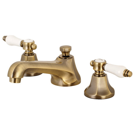 Kingston Brass Widespread Bathroom Faucet With Brass Pop-Up, Antique Brass