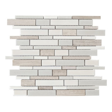 MTO0199 Modern Linear White Glazed Stone Ceramic Mosaic Tile