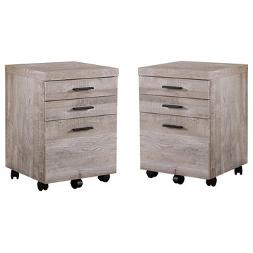 Home Square 3 Drawer Vertical Mobile Filing Cabinet Set in Taupe Gray (Set of 2)