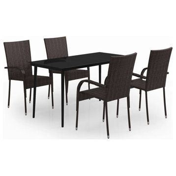 vidaXL Patio Dining Set 5 Piece Brown and Black Garden Outdoor Table and Chair
