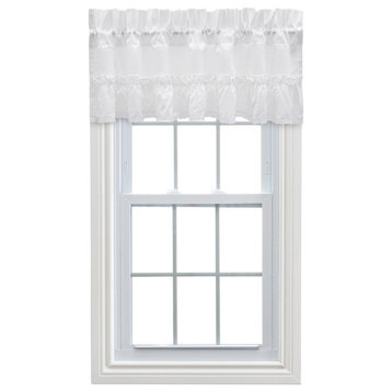 Madelyn 60" x 16" Ruffled Victorian Valance, White