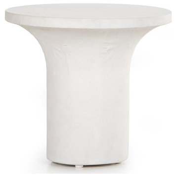 Carnig End Table White Concrete