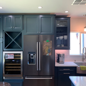 Tall Pantry Cab, Wine Storage "X" Box & Elevated Wine Refrigerator