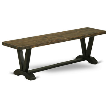 V-Style 15X60 In Dining Bench, Black Leg, Distressed Jacobean 418 Top
