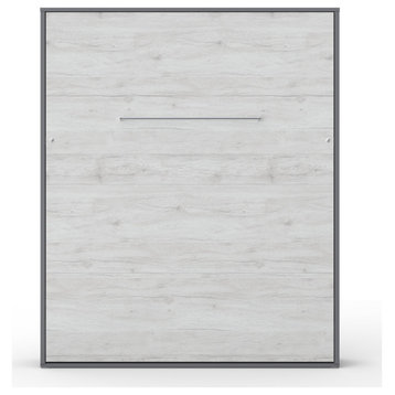 Contempo Vertical Wall Bed, American Queen Size , Slate Grey/White Monaco