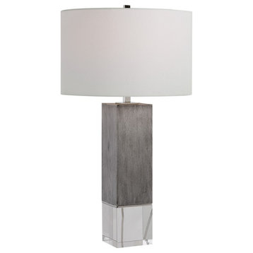 Uttermost Cordata Modern Lodge Table Lamp, Gray/Polished Nickel Plated, 28449