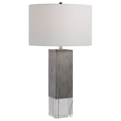 Uttermost Cordata Modern Lodge Table Lamp, Gray/Polished Nickel Plated, 28449