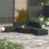 vidaXL Patio Furniture Set 6 Piece Outdoor Sofa and Table Poly Rattan Black