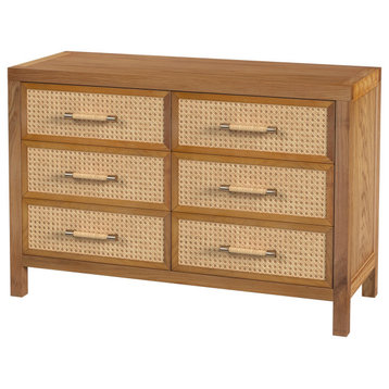Mesa Cane and Solid Wood 6-Drawer Dresser