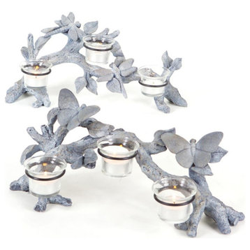 Set of 2 Garden Getaway Butterfly and Dragonfly Votive Candle Holders 14"