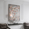 Oversize Abstract Spatter Modern Painting Wall Art 61in Gray Orange Silver Frame