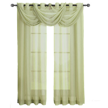 Abri Single Grommet Crushed Sheer Curtain, Spring Green, 50"x96"
