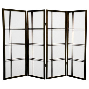 4' Tall Double Cross Shoji Screen, Walnut, 4 Panels