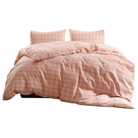 Kolkata Washed Cotton Duvet Set, Soft Pink, 102" X 90