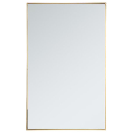 Elegant Decor Eternity 48" x 30" Contemporary Metal Frame Mirror in Brass