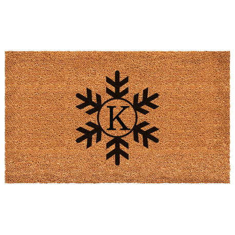 Calloway Mills Snowflake Monogram Doormat, 36"x72", Letter K