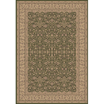 Legacy Rectangle Traditional Rug, Green/Border Color Ivory, 6'7"x9'6"
