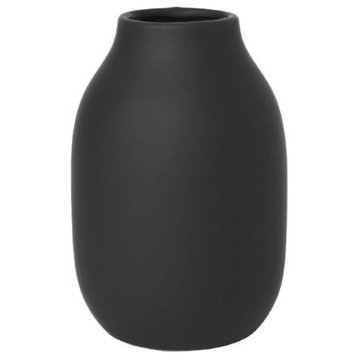 Blomus Colora Porcelain Vase Peat, Black 6" X 4"