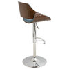 lumisource Fabrizzi Adjustable Barstool in Walnut Wood, Blue